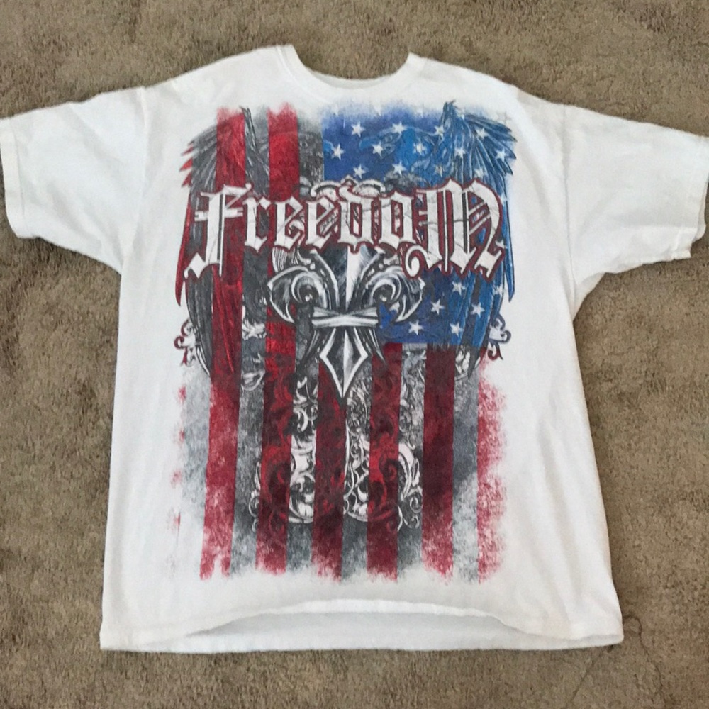 White shirt with the flag on it